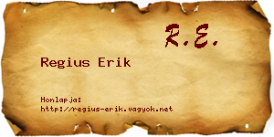 Regius Erik névjegykártya